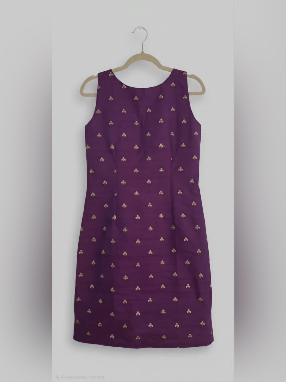 Chic Purple Sleeveless Midi Dress with Gold Accents